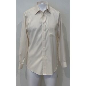 Jos. A. Bank Traveler Slim Fit Solid Ivory Dress Shirt 15x32 Wrinkle Resistant